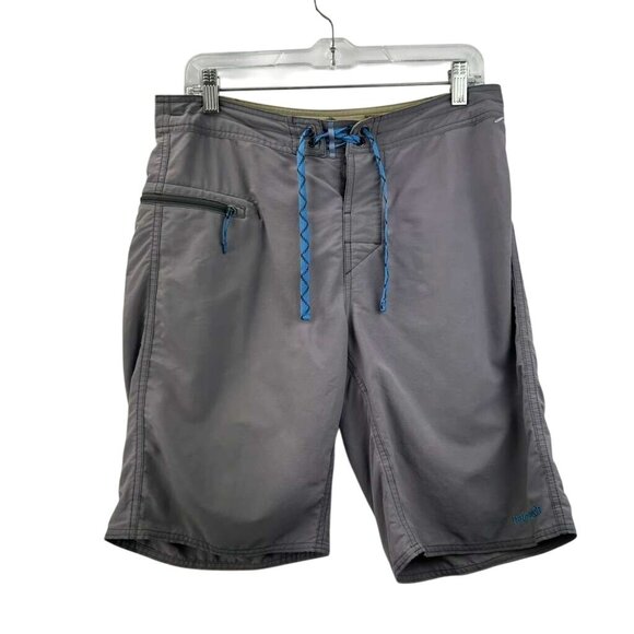 Patagonia Men's Size 32 Gray Blue Trim Swim Logo Shorts Drawstring Wavefarer - Picture 10 of 13